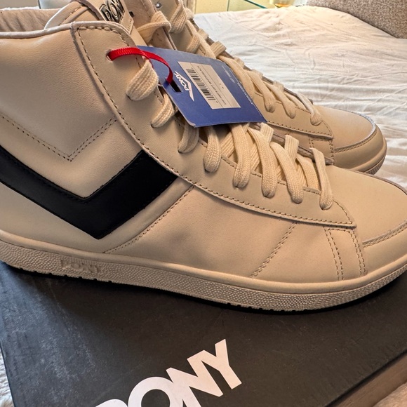 PONY Men's White and Black High-Top Sneakers - Picture 2 of 5